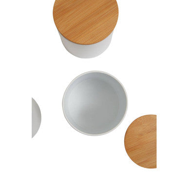 Alton White Metal Canister Set of 3 with Bamboo Lids