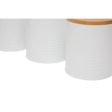 Alton White Metal Canister Set of 3 with Bamboo Lids