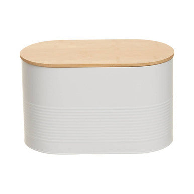 Alton White Metal Bread Bin with Bamboo Lid