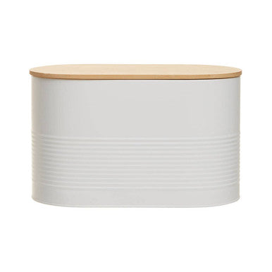 Alton White Metal Bread Bin with Bamboo Lid