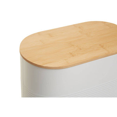 Alton White Metal Bread Bin with Bamboo Lid