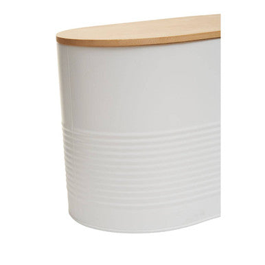 Alton White Metal Bread Bin with Bamboo Lid