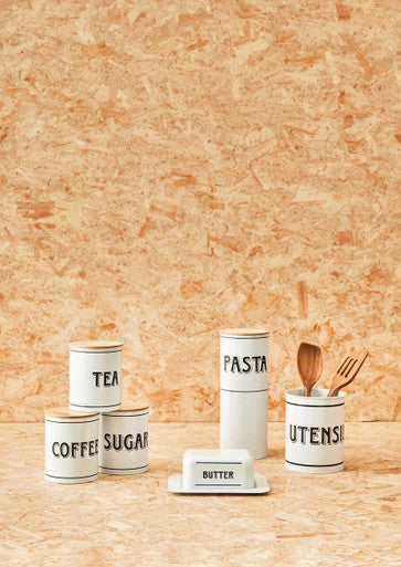 Grocer White Metal Sugar Canister