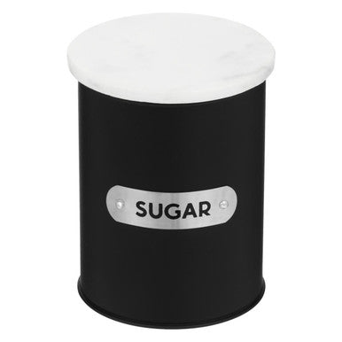 Black Enamel Sugar Canister with White Marble Lid | Liberty