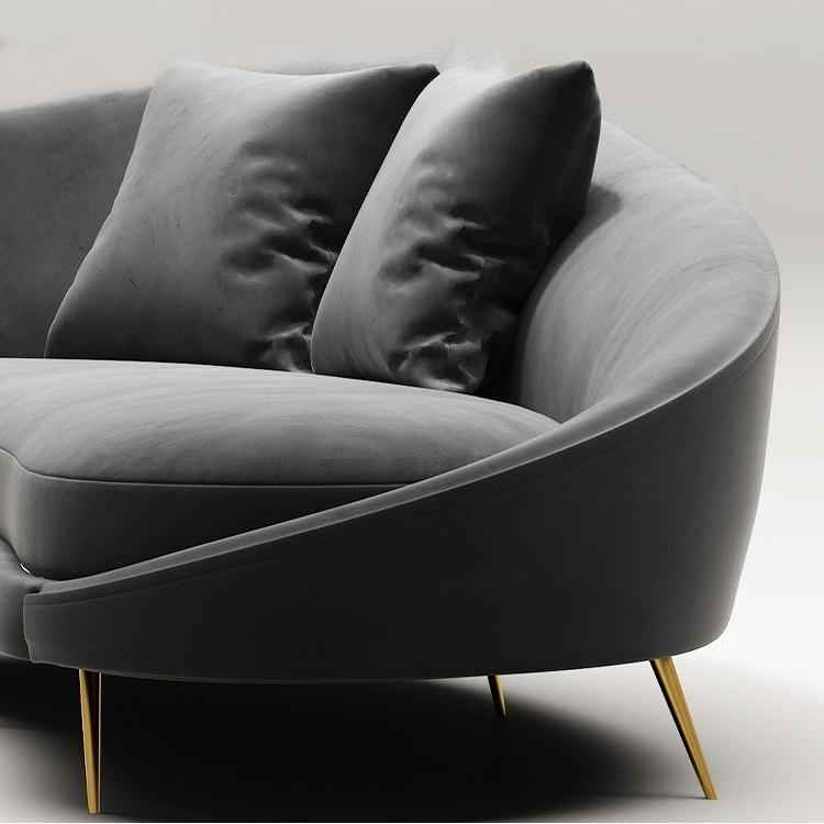 Slender Modern Curved Two Seater, Three Seater Sofa, Velvet