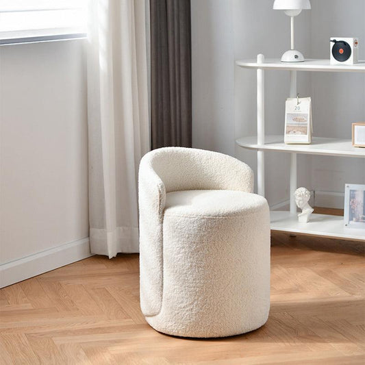 Nora Ottoman Footstool, White Boucle, Dressing Table Stool