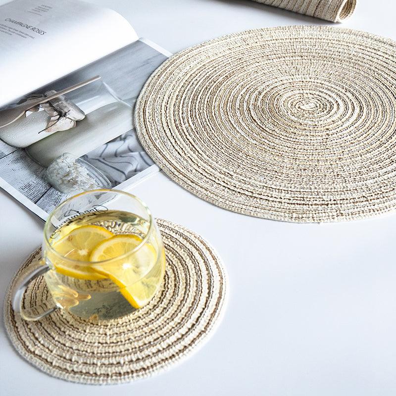 Round Braided Woven Placemats, Set of 4 Pieces