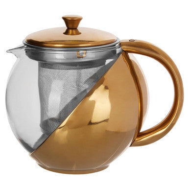 Gold Finish Glass 600 ml Teapot With Infuser | Fuso