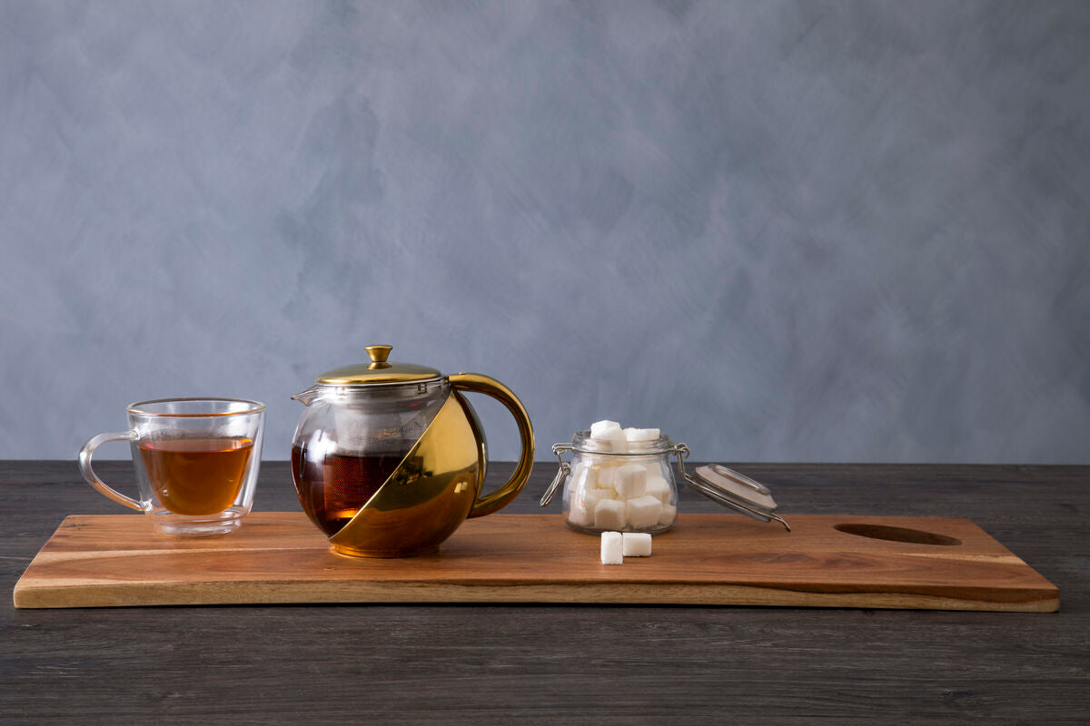 Gold Finish Glass 600 ml Teapot With Infuser | Fuso