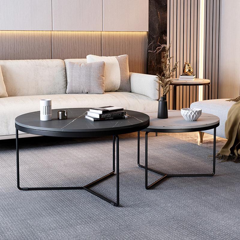 Iver Stone Round Nesting Coffee Table Set For Display