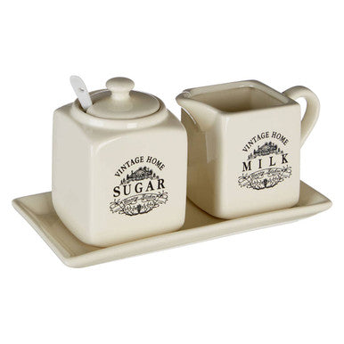 Vintage Home Cream Square Sugar and Milk Set