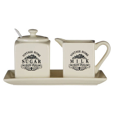 Vintage Home Cream Square Sugar and Milk Set