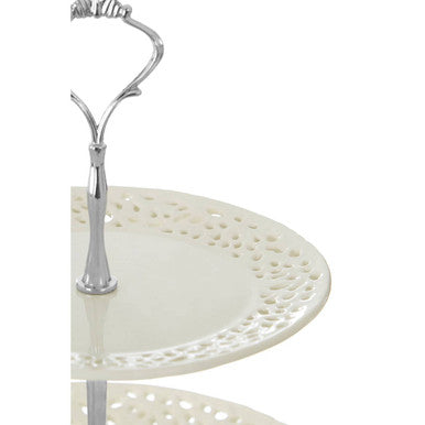 2 Tier Ceramic Lace Cake Plate
