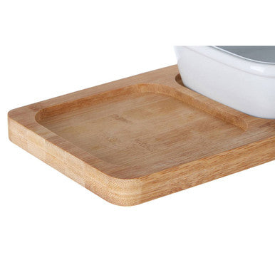 Aleki Natural Bamboo Snack Tray with White Dipping Bowl
