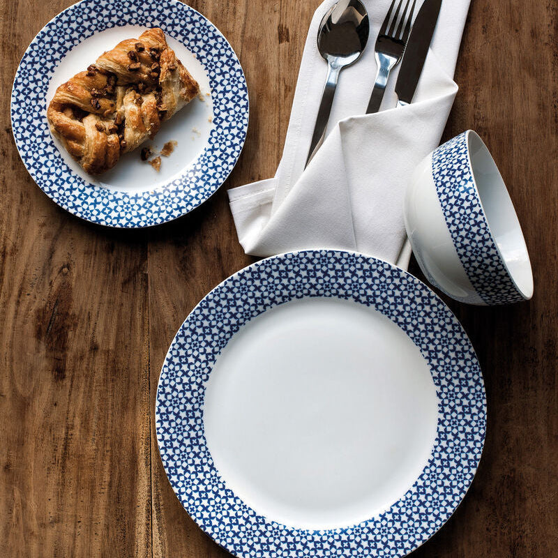 Avie Casablanca 12 Piece Blue Dinner Set Mob