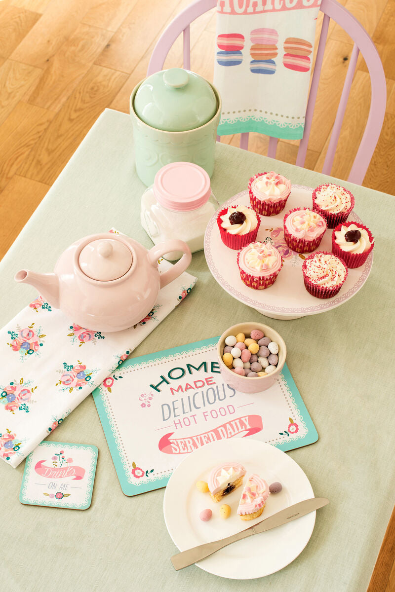 Amelie White Ceramic Cake Stand with Floral Pattern