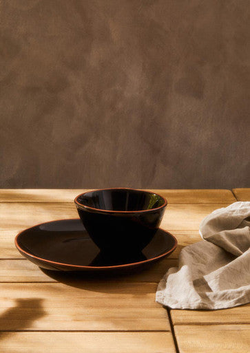 Black Glazed Terracotta Cereal Bowl | Calisto