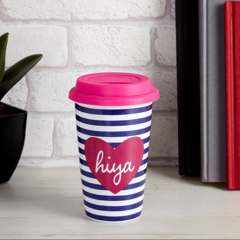 Taza Hiya Ceramic Reusable Mug with Silicone Lid