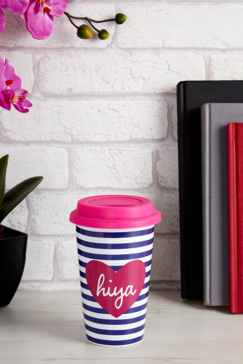 Taza Hiya Ceramic Reusable Mug with Silicone Lid
