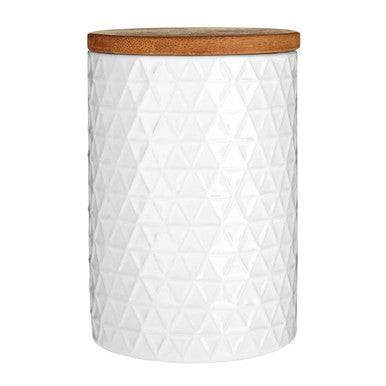 750mlWhite Canister with Bamboo Lid | Geome