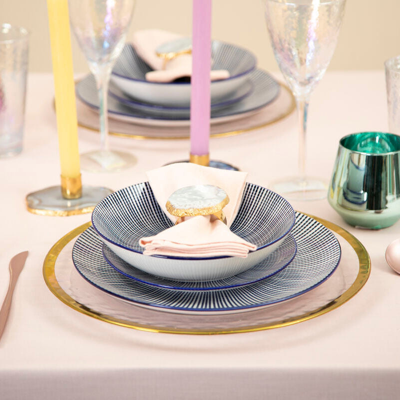 Maya 12 Piece Blue And White Dinner Set