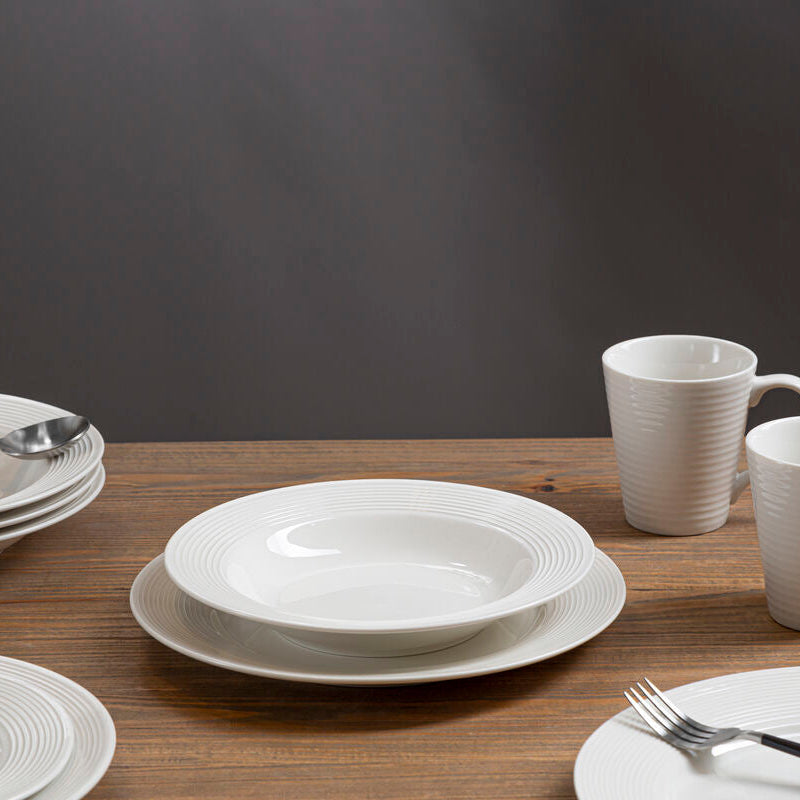 Avie 16 Piece Ribbed Dinner Set