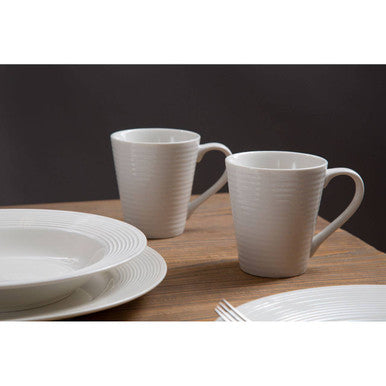 Avie 16 Piece Ribbed Dinner Set