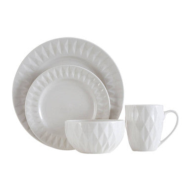 Avie 16 Piece Embossed Geo Dinner Set