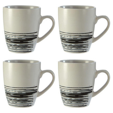 Middag Set Of 4 White And Black Effect Mugs