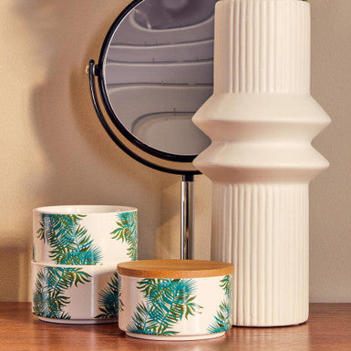 Winter Palm Set Of Three Stackable Canisters