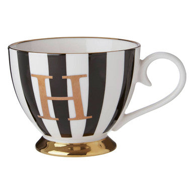 Duchess Black and White Monogram Mug, H