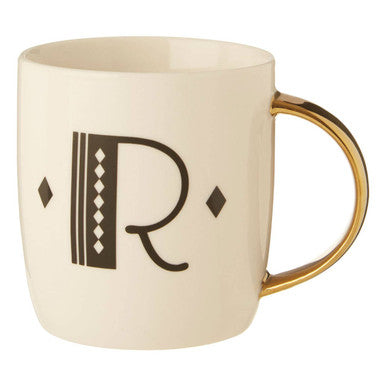 Diamond Deco White Monogram Mug, R