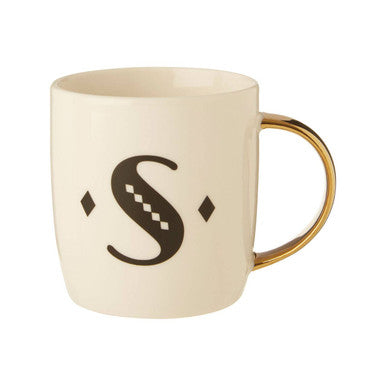 Diamond Deco White Monogram Mug, S