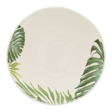 Bali Dark Green Large Salad Bowl with Leaf Design