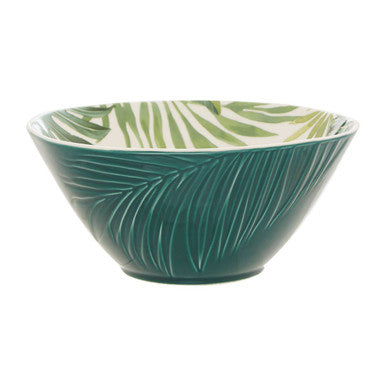 Bali Dark Green Large Salad Bowl with Leaf Design