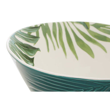 Dark Green Large Salad Bowl with Leaf Design | Bali