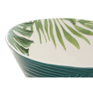Bali Dark Green Large Salad Bowl with Leaf Design