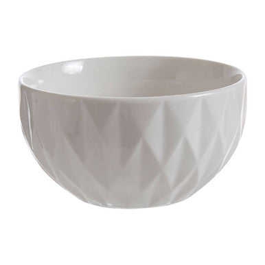 Avie 16 Piece White Embossed Dinner Set.