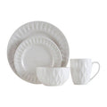 16 Piece White Embossed Dinner Set | Avie