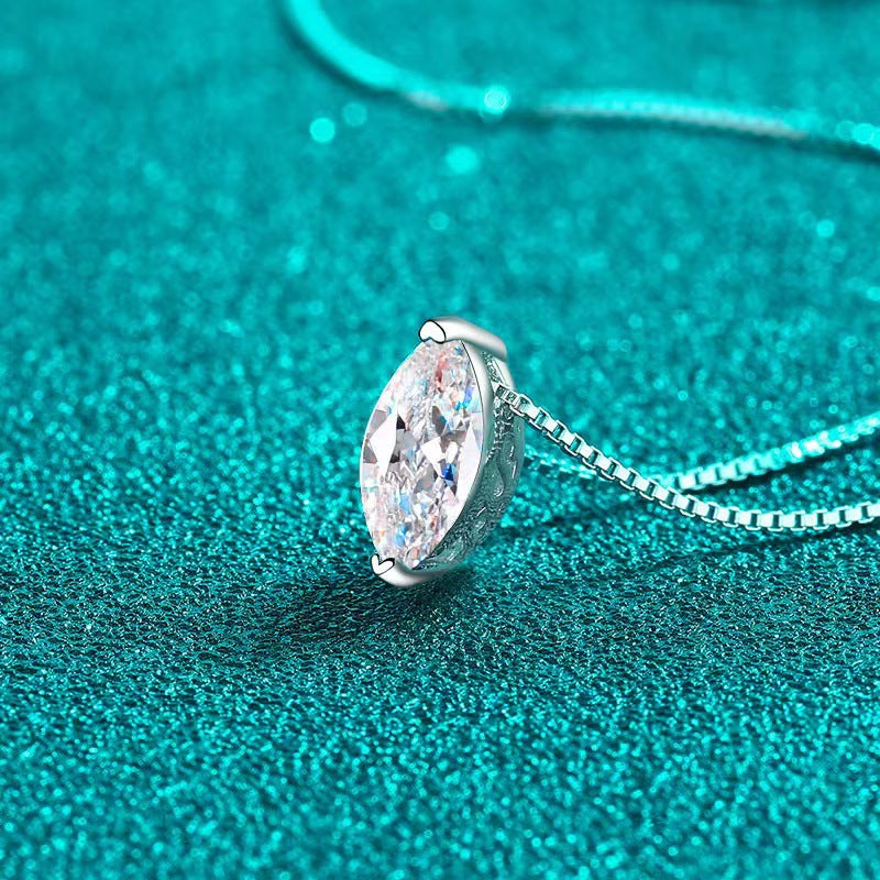 S925 Sterling Silver Horse Eye Classic Solitaire Necklace Simple All-match