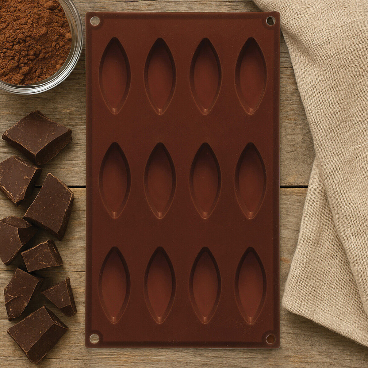Hallie 12 Elongated Oval Shape Silicone Chocolate Mould