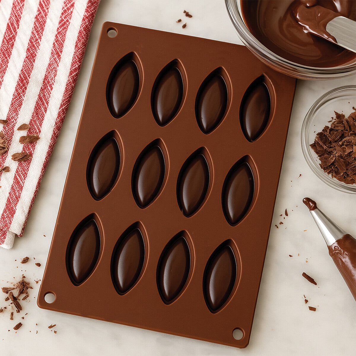 Hallie 12 Elongated Oval Shape Silicone Chocolate Mould