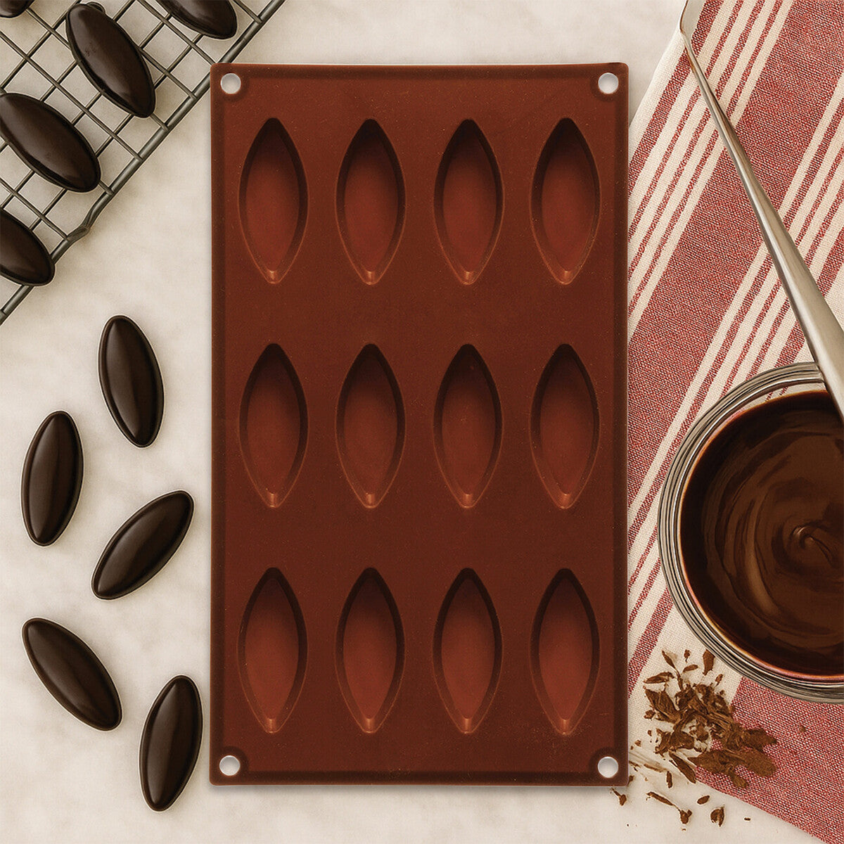 Hallie 12 Elongated Oval Shape Silicone Chocolate Mould