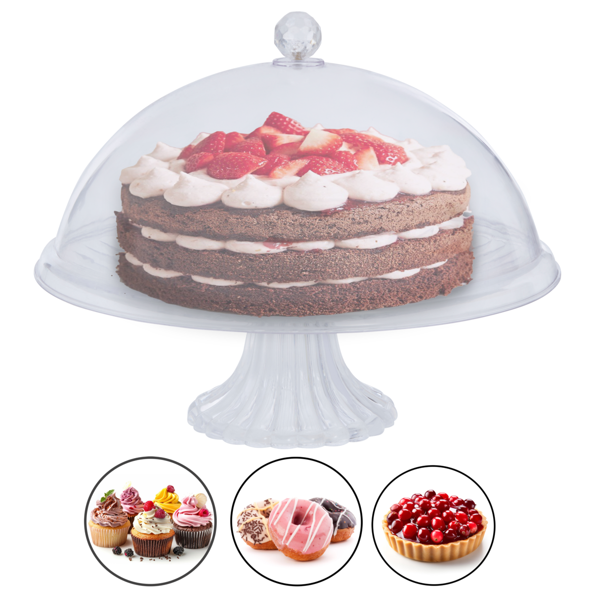 Faye Clear Acrylic Cake Stand With Dome Lid