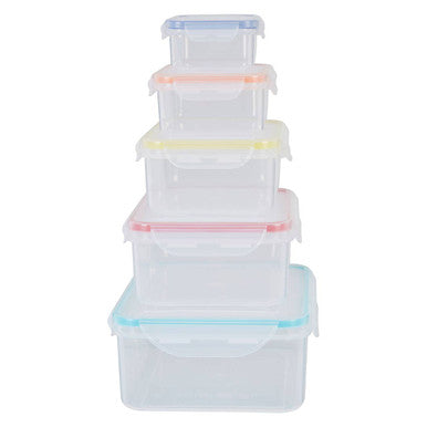 Herrela 5 Piece Rectangular Food Containers with Airtight Lids