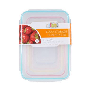 Herrela 5 Piece Rectangular Food Containers with Airtight Lids