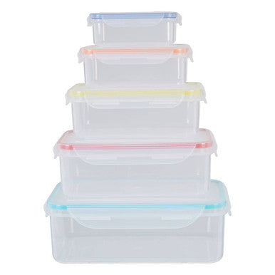 Herrela 5 Piece Rectangular Food Containers with Airtight Lids
