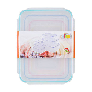Herrela 6 Piece Rectangular Food Containers with Airtight Lids