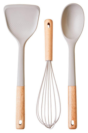 Nova Stone Grey Silicone Head 3 Piece Kitchen Tool Set