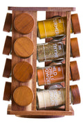 Acacia Wood Revolving Spice Rack with 16 Jars | Puro